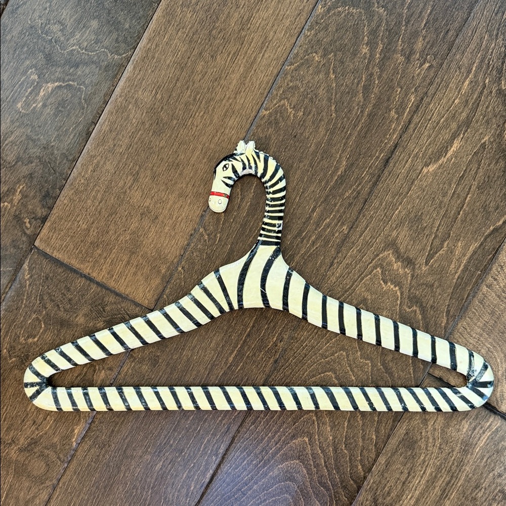 Hand painted wooden Zebra hanger